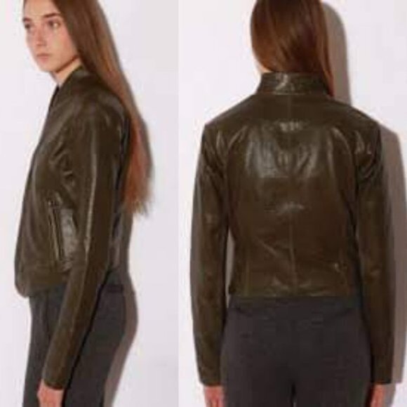 New Veda‎ x Lazerade Domino Moto Jacket Textured Leather Women Size XS NWT - Picture 2 of 9